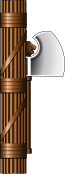 Fasces, a bundle of wooden sticks with an axe blade emerging from the center (The fasces were an ancient Roman symbols of the authority of magistrates and they are traditionally symbolizing summary power and jurisdiction and strength through unity)