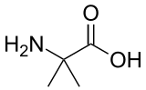 Structuurformule van 2-amino-2-methylpropaanzuur