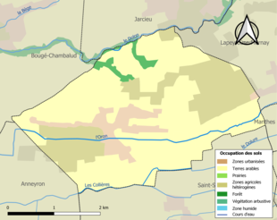 Carte en couleurs présentant l'occupation des sols.