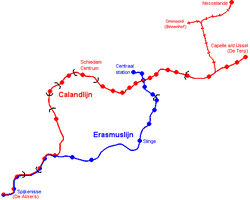 Calandlijn in het rood