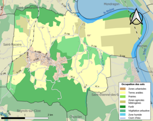 Carte en couleurs présentant l'occupation des sols.