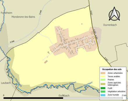 Carte en couleurs présentant l'occupation des sols.