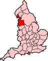 Image 13Lancashire, nicknamed "The Red Rose County" within England, showing ancient extent (from History of Lancashire)