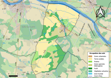 Carte des infrastructures et de l'occupation des sols de la commune en 2018 (CLC).