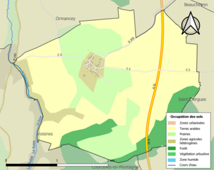 Carte en couleurs présentant l'occupation des sols.