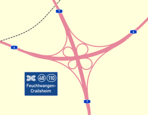 Übersichtskarte Autobahnkreuz Feuchtwangen/Crailsheim