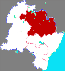 日照市中の五蓮県の位置