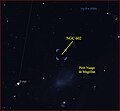 Localisation de NGC 602 dans le Petit Nuage de Magellan (Stellarium).