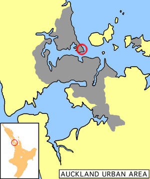 Location of Devonport in Auckland.