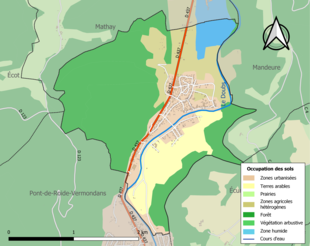 Carte en couleurs présentant l'occupation des sols.