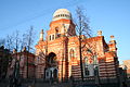 La Grande synagogue chorale de Saint-Pétersbourg, bombardée pendant la Seconde Guerre mondiale puis restaurée en 2000.