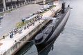 Le sous-marin musée Riachuelo S-22 au quai de l'Espaço Cultural da Marinha à Rio de Janeiro