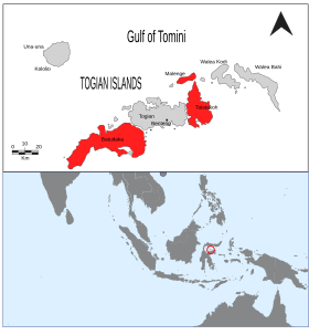 Carte des îles Togian.