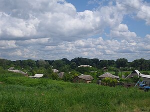 Вид на село з крейдяного пагорба.