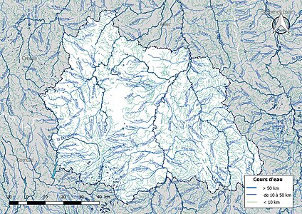 Carte de l'ensemble du réseau hydrographique du Puy-de-Dôme.