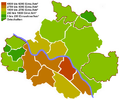 Bewohner pro km² der einzelnen Stadtbezirke