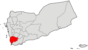 Harta guvernoratului Ta'izz în cadrul Yemenului