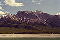 North face of Mount Michener taken from a canoe on Abraham Lake