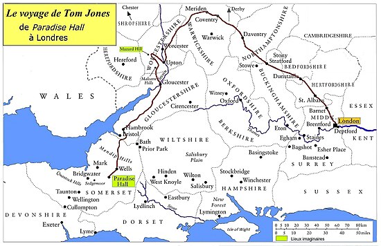 Carte du sud-est de l'Angleterre avec itinéraire en arc de cercle du Somerset à Londres, culminant au nord à Coventry