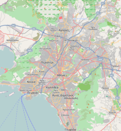 Mapa konturowa Aten, blisko centrum na prawo znajduje się punkt z opisem „Panormu”