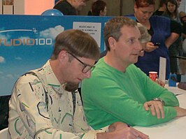 Eugène Van Leemhuyzen samen met Gert tijdens de Boekenbeurs 2009 in Antwerpen