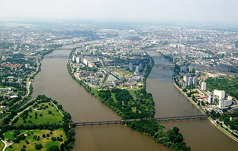 In vogelvlucht het île de Nantes