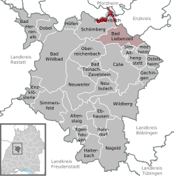 Elhelyezkedése Baden-Württemberg térképén