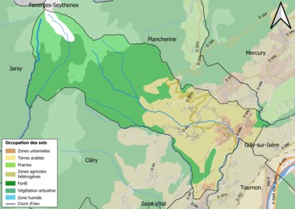 Carte en couleurs présentant l'occupation des sols.