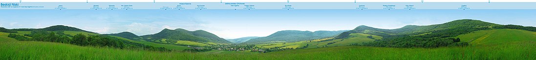 360° panoramo el alteco 611 m super Cigeľka (ĉ. 1 km de la monteto troviĝas unua limpasejo)