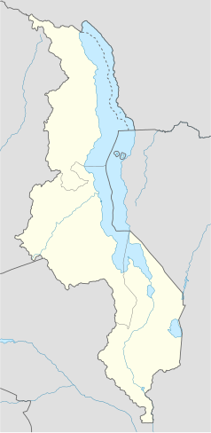 Mapa konturowa Malawi, u góry znajduje się punkt z opisem „ZZU”