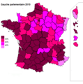 Résultats électoraux de la gauche parlementaire au premier tour par département.