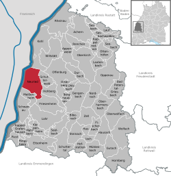 Elhelyezkedése Baden-Württemberg térképén