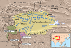 Localización en la cuenca del Tarim