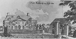 Het huis te Ressen in 1744