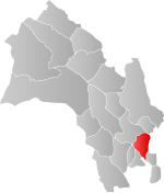 Mapa do condado de Buskerud com Lier em destaque.