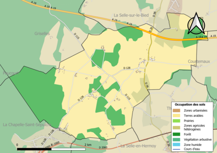 Carte des infrastructures et de l'occupation des sols de la commune en 2018 (CLC).