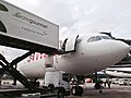 Loading food on a SWISS plane.