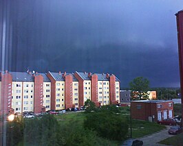 Huizen in Ogre tijdens een storm in 2010