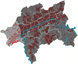 Lage des Quartiers Höhe im Stadtbezirk Vohwinkel