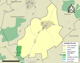 Carte en couleurs présentant l'occupation des sols.