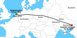 Route van vlucht MH17