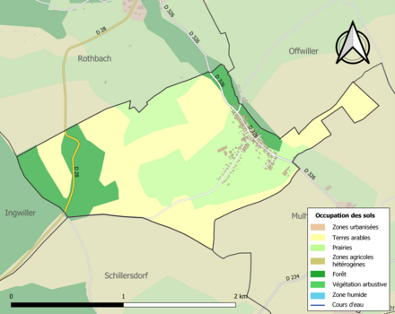 Carte en couleurs présentant l'occupation des sols.