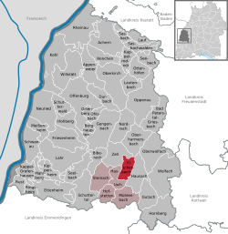 Elhelyezkedése Baden-Württemberg térképén