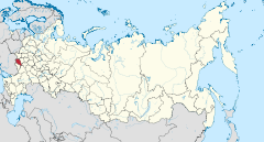 Die ligging van Koersk-oblast in Rusland