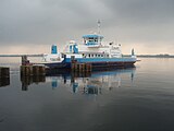 M/F Bitten Clausen på vej ud af Hardeshøj færgehavn