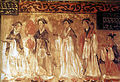 A Han dynasty painting illustrates women wearing ruqun, with blouses tucked into skirts