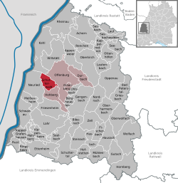 Elhelyezkedése Baden-Württemberg térképén