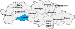 Location of Levočas apriņķis