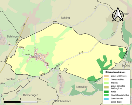 Carte en couleurs présentant l'occupation des sols.