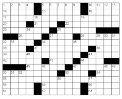 T.v. – amerikanskt korsord – ett symmetriskt korsord utan bilder och med nycklarna placerade utanför rutsystemet. Layouten ger ett diagonalt intryck. T.h.: brittiskt korsord – ett symmetriskt korsord av amerikansk stil, dock utan det diagonala intrycket och med glesare ordflätning.